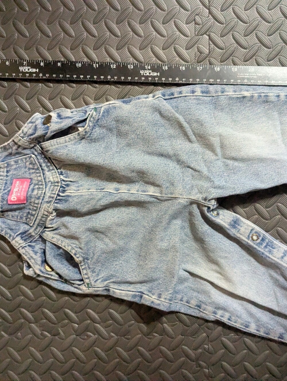 Vintage OshKosh B'gosh Overalls Kids Girls 2T Blue Denim Vestbak 90s Snap Leg - Picture 9 of 11